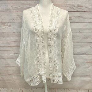 Roberta Roller Rabbit Linen Lace Open Front Jacket